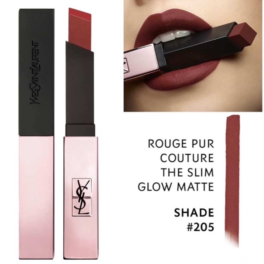 YVES SAINT LAURENT ROUGE PUR COUTURE THE SLIM GLOW MATTE N°205 SECRET ROSEWOOD